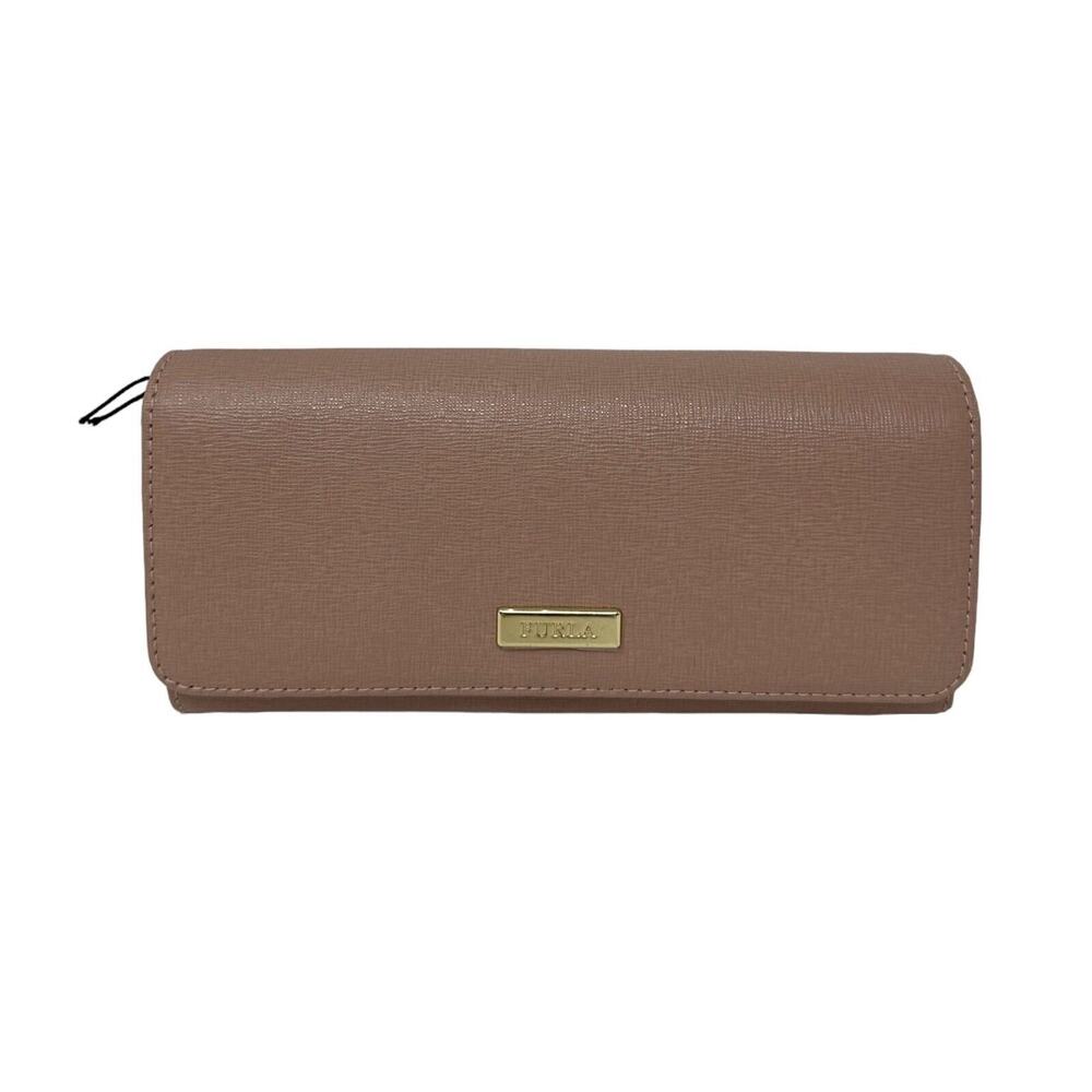 NWT Furla Leather Classic Flap Long Wallet Color Moonstone